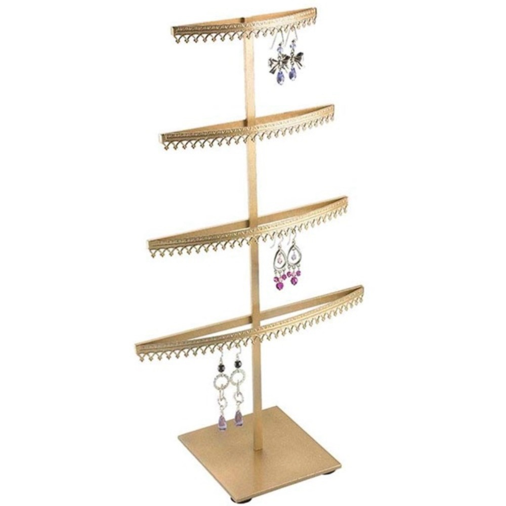 NWOT Rio Grande Royal Crown Gold Metal Four-Tier Earring Display